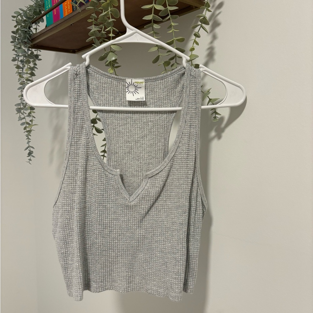 Aerie Gray Ribbed Tank Top